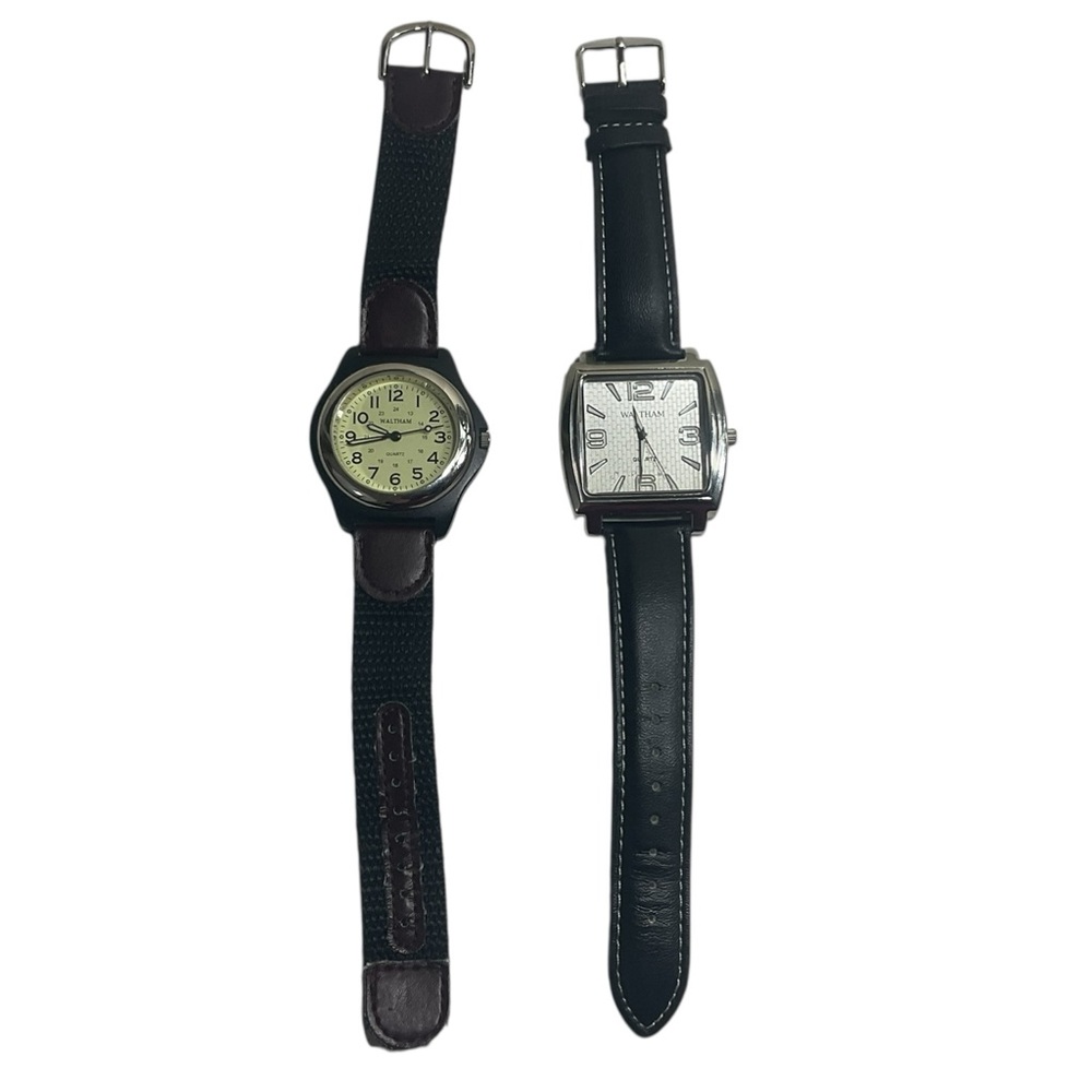 Lot of 2 Waltham Wristwatches Quartz WTH41245, WTH15415 Base Metal Bezel Working